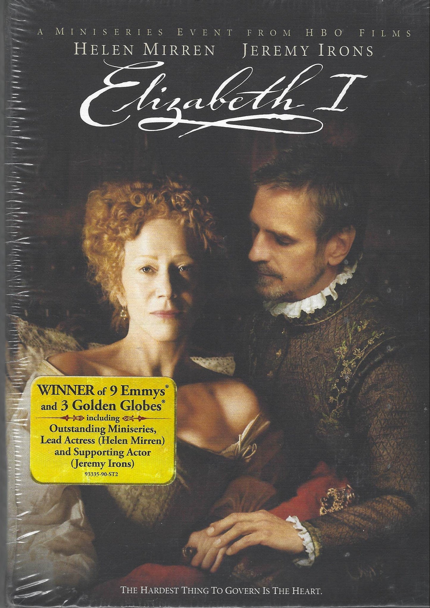VHS tape cover of 'Elizabeth I' featuring a couple in period costumes with a gray background