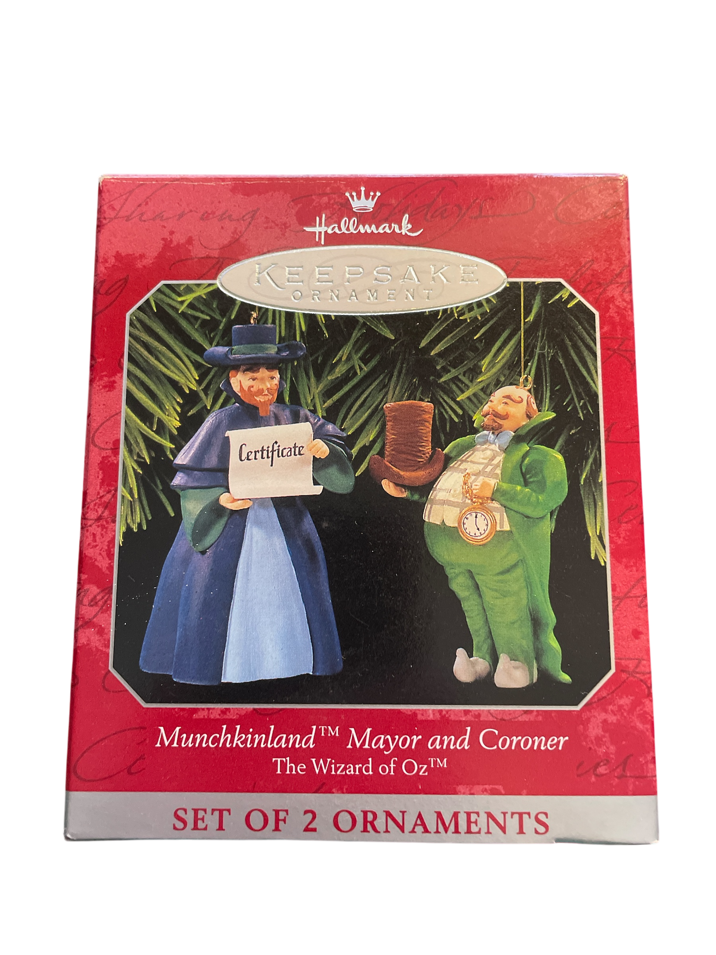 Wizard of Oz Munchkinland Mayor and Coroner 1997 set of 2 Hallmark Ornment
