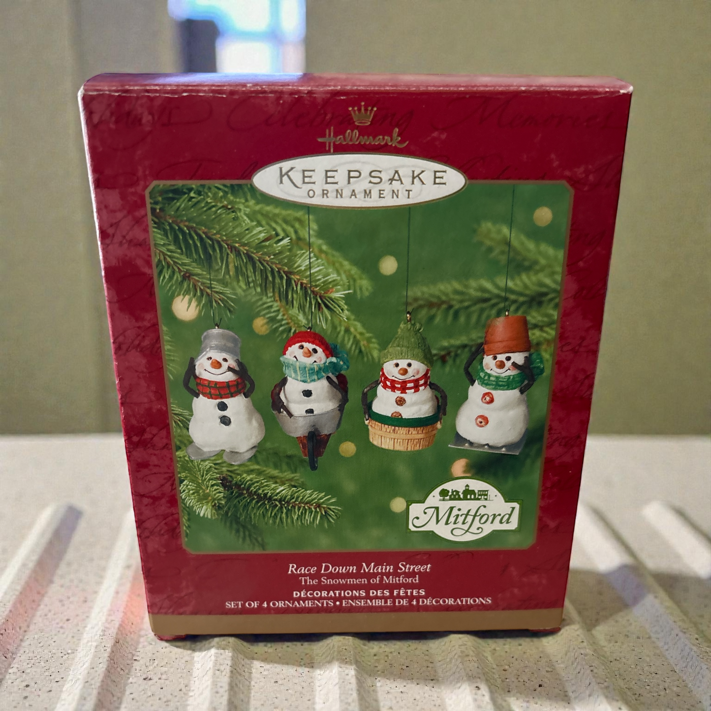 Race Down Main Street Snowman of Mitford 2000 Hallmark Ornament