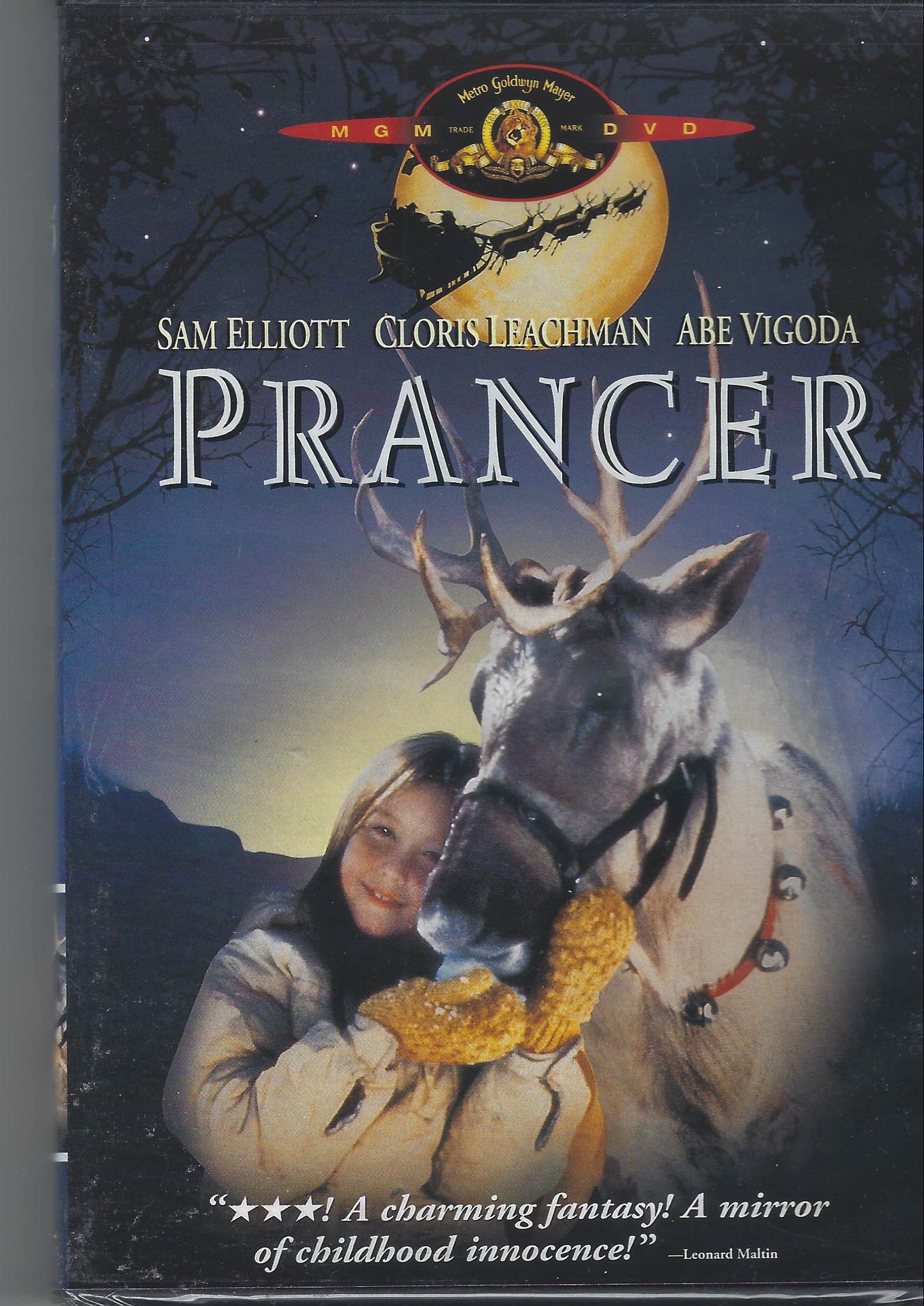 VHS cover of 'Prancer' with a reindeer and child on a dark background