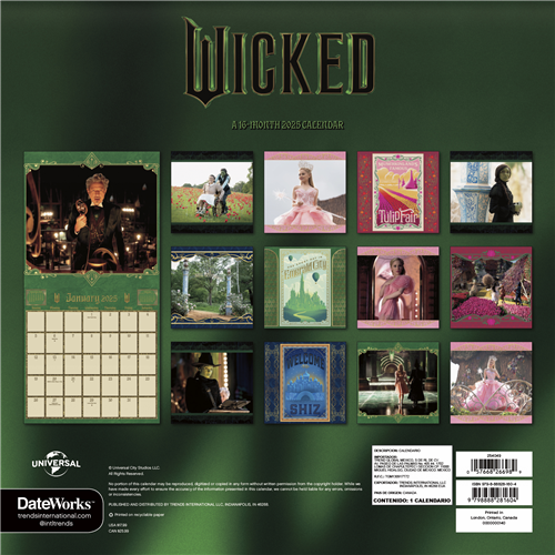 Wicked Part 1 2025 Wall Calendar