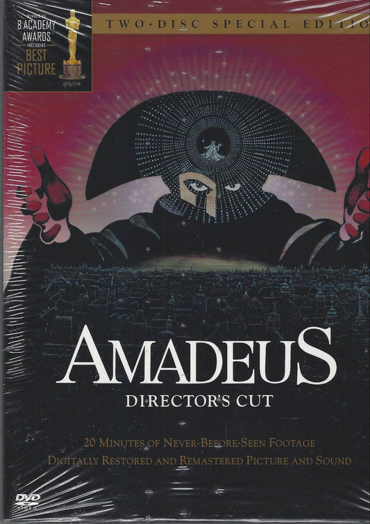 DVD cover of 'Amadeus' with a dark and dramatic design.