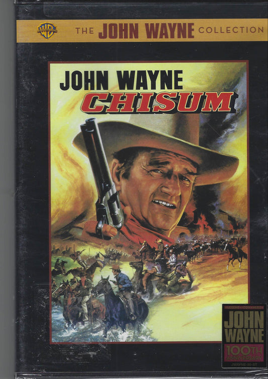 VHS tape cover of 'Chisum' featuring John Wayne on a gray background