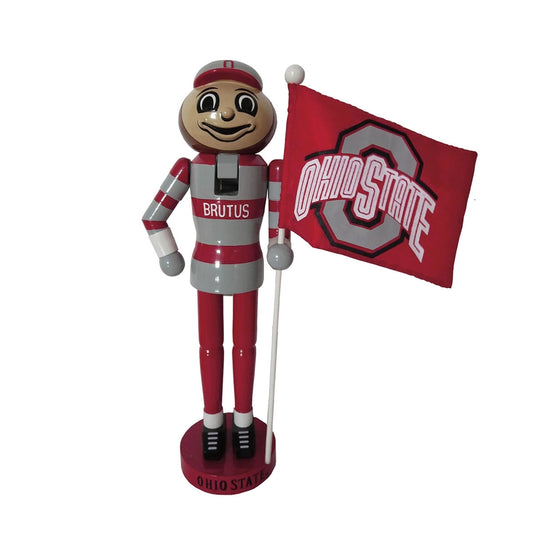 Ohio State Mascot 12 inch Tall Nutcracker with Flag