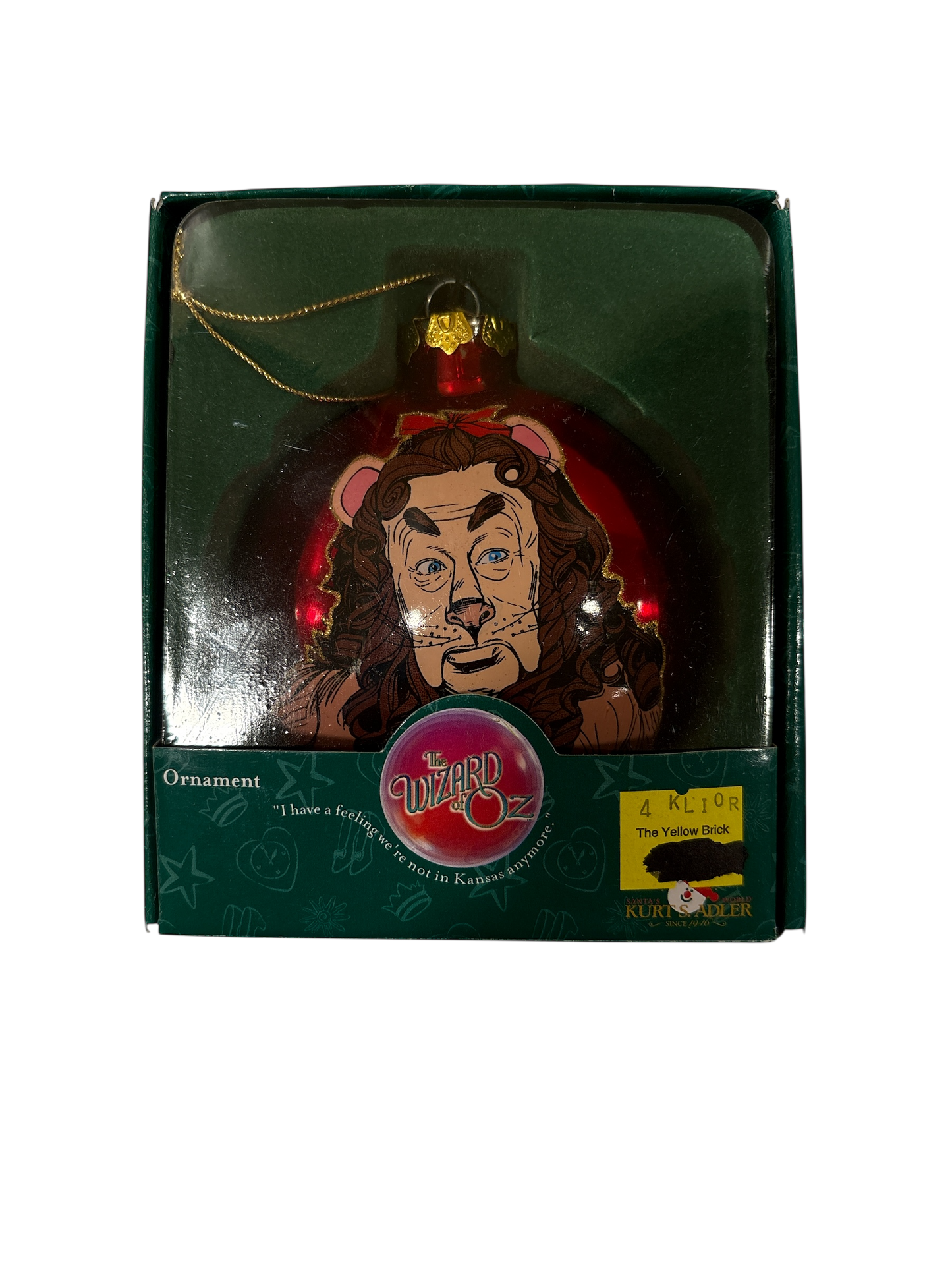 Wizard of Oz - Cowardly Lion Red Glass Ornament