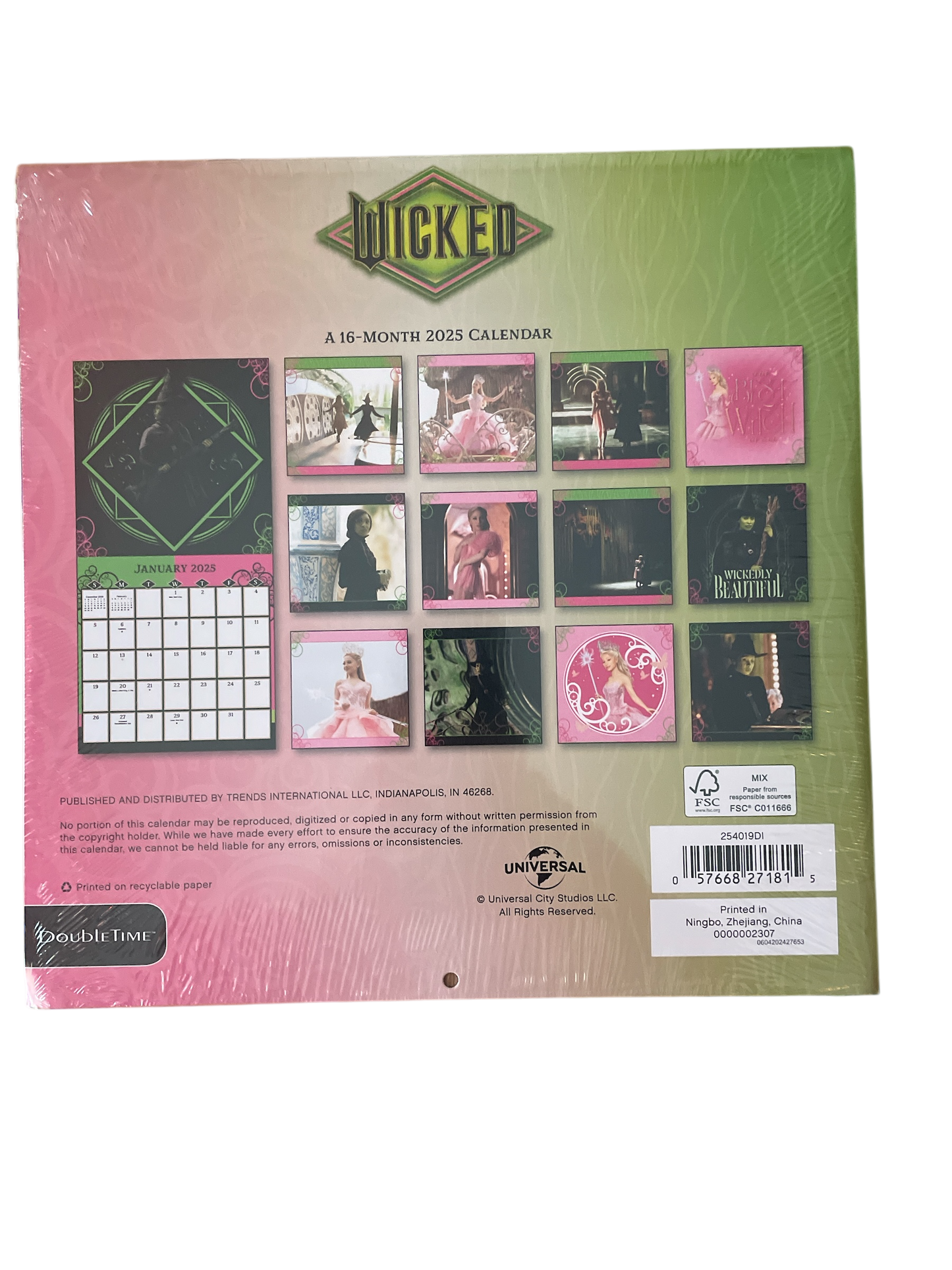 Wicked the Movie 11 x 11 inches 16-Month 2025 Wall Calendar