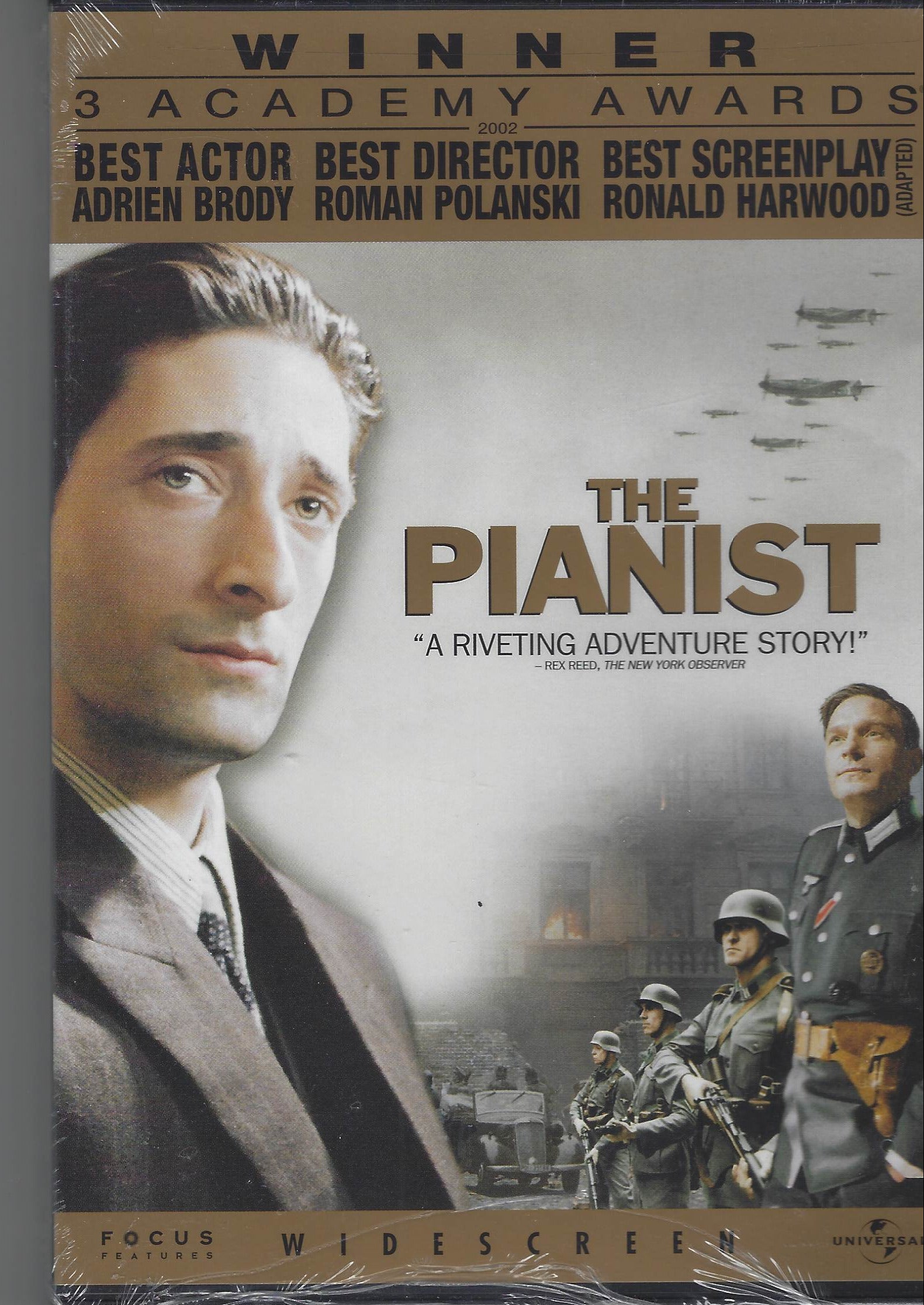 Movie poster for 'The Pianist' with a gray background