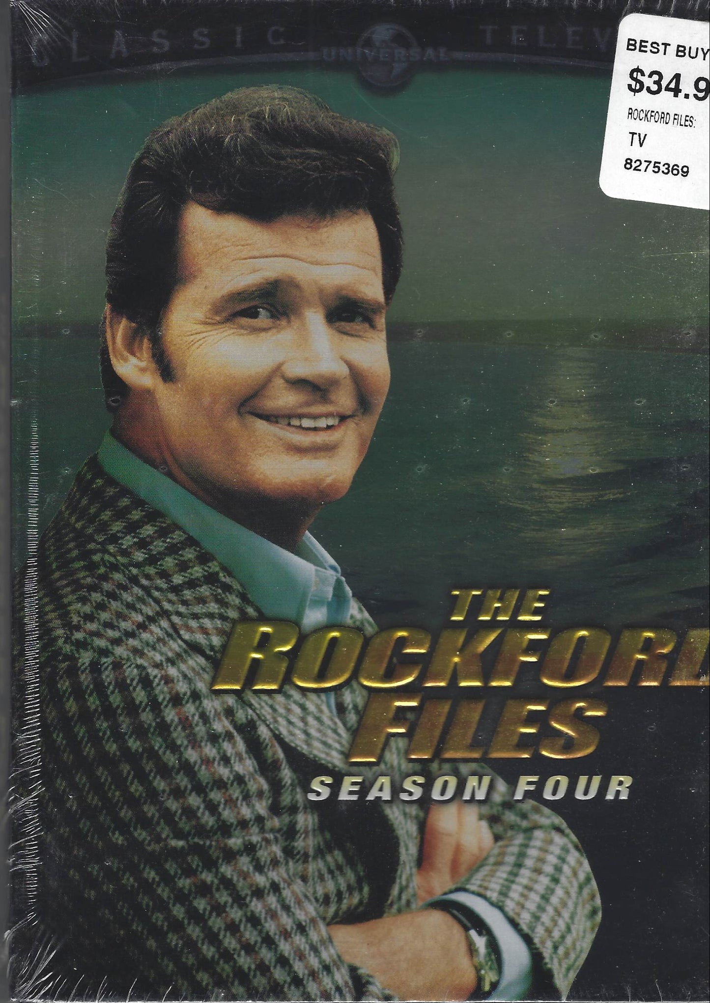 VHS tape cover of 'The Rockford Files' Season Four with a man's face on a dark background