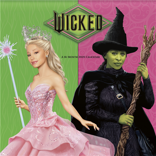 Wicked Part 1 Elphaba and Glinda 2025 Wall Calendar